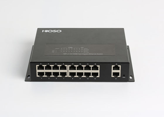 Commutatore di rete di HiOSO 16 100M Ports 2 100/1000M Rj 45, commutatore del cavo a fibre ottiche